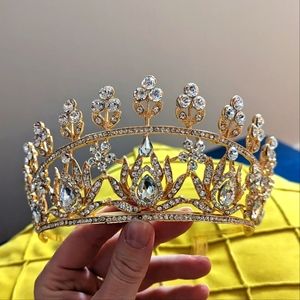 Gold toned rhinestone tiara